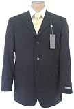 Kenneth Cole - Kenneth Cole Mens Single Breasted 3 Button Solid Navy Blue Wool Suit - Size 46R