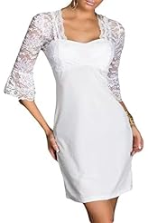 Lace Elbow Length Sleeves Floral Print Party Dress/Mini Dress 