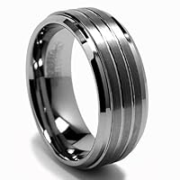 9MM Grooved High Polish / Matte Finish Tungsten Carbide Ring Wedding Band Size 9