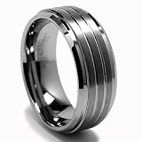 9MM Grooved High Polish / Matte Finish Tungsten Carbide Ring Wedding Band Sizes 8 to 13