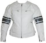 Womens Leather Jacket Motorcycle Armor Ladies White GM