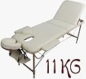 Table de Massage - Alu - seulement 11kg, pliante Confort, beaucoup d'accessoires, 3z, creme jaune