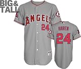 Dan Haren Jersey: Big & Tall Majestic Road Grey Authentic Los Angeles Angels of Anaheim Jersey
