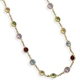 16 14k Gold Plated Sterling Silver Link Necklace W Amethyst, Blue Topaz, Citrine, Garnet Peridot