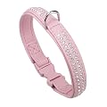 Ferplast 76015016 Hundehalsband, soft high-tech Material, LUX C20/31, Breite: 20 mm, L: 31 cm, rosa mit weissen Strassteinen (Doppelreihe)
