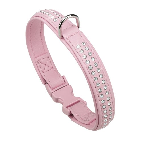 Ferplast 76013016 Hundehalsband,  rosa mit weissen Strassteinen