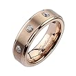 Spikes Tungsten Carbide Rose Gold IP Triple CZ Band Ring