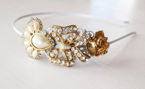 1920s Vintage Jewelry Collection Gold and Ivory Pearl Bridal Headband
