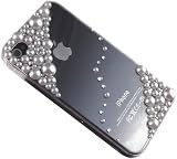 3D White Pearl Bling Case Cover for Iphone 4 & 4s Made w/ Swarovski Elements