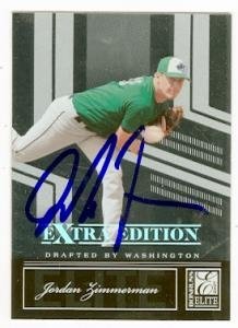 Jordan Zimmerman Autographed/Hand Signed baseball card (Washington Nationals) 2007 Donruss Elite #26