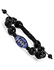 Swarovski Elements Boston Spirit Football & Onyx Macrame Bracelet