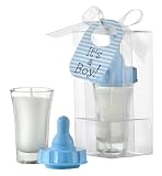 Kate Aspen Baby's First Bottle Filled-Glass Candle with Adorable Bib Tag - Set of 4, Blue