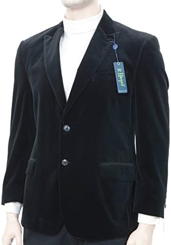 Haspel 38R Solid Black Velour Velvet Cotton Two Button Blazer Sportcoat
