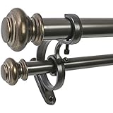 Beme International Decopolitan 1-Inch Urn Telescoping Double Drapery Rod Set, 72 to 144-Inch, Brown
