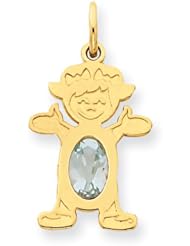 14K Girl 6x4 Oval Genuine Aquamarine-Mar