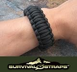 Large/Black Survival Straps Brand Parachute Cord Bracelet