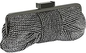 Crocheted Nylon Long Clutch (N 5433) (Black/Silver)