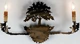 LAMPS BEAUTIFUL Rustic Lodge Oak Tree Two Light Wall Sconce by Meyda Tiffany--Excellent customer service--see our feedback.