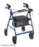 4 Wheel Aluminum Lightweight Rollator with Lever Lock Brakes and Padded Seat - Silver