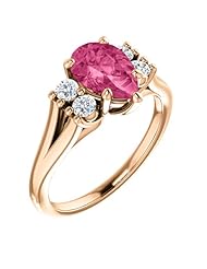 18K Rose Gold 9.00x6.00mm Pear Cut Pink Tourmaline and Diamond Ring -- LIFETIME WARRANTY