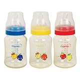 Momo Baby Wide Neck 8oz BPA-Free Plastic Feeding Bottle - 3-Pack Blue Yellow Red