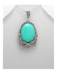 Marcasite Pendant Necklace In 92.5 Sterling Silver