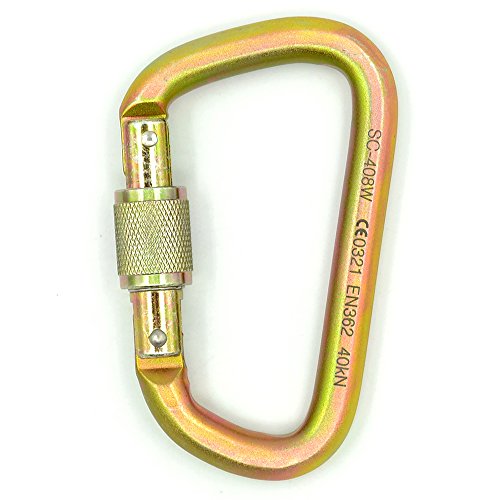 NYZ Glod D Shaped Rocklock Screwgate Carabiner - 40kn Rated (Glod)