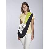 East Side Collection Reversible Sling Pet Carriers  -  Brightly Colored Polyester Over-the-Shoulder Carriers for Small Dogs, Black and Green