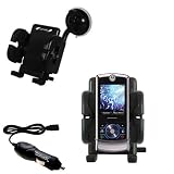 Motorola ROKR Z6C Flexible Auto Windshield Holder with Car Charger - Uses Gomadic TipExchange