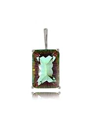 Mystic Fire Topaz Pendant 925 Sterling Silver Rectangle