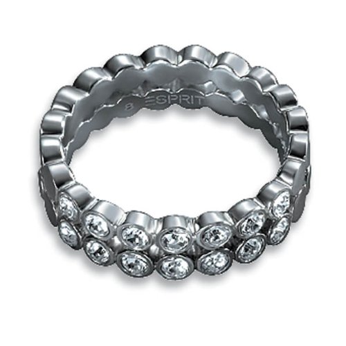 Esprit Women’s Rhinestone Ring, Stainless Steel, Size Q – 42815781180