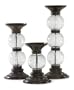 Set of 3 Majestic Glass Globe Pillar Candle Holders