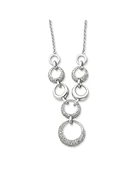 Sterling Silver CZ Circles Necklace - 17 Inch