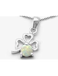 Celtic Love by Kelly Round Created Opal Lucky Clover Pendant in .925 Sterling Silver