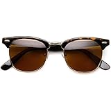 zeroUV - Polarized Classic Half Frame Semi-Rimless Horn Rimmed Sunglasses (Tortoise/Brown)