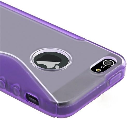 iPhone 4 case, iPhone 4S case, Moreyoulike Shock Resistant Glossy TPU Gel Soft Case with Hard Matte Clear Cover (S Shape_Purple)