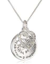 Sterling Silver "The Story Of Friendship Is Written On The Pages Of The Heart. I Am A Better Me Because Of You" Two Piece Pendant with Diamond Heart Necklace (1/10 ct. t.w., I-J Color, I2-I3 Clarity), 18"