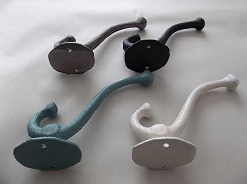 (1) 5" Rustic Cast Iron Coat Hooks - Natural or Painted (Natural Cast) (Flat Black) (Flat Black) (Secluded Garden Green) (Secluded Garden Green) (Flat Black) (Secluded Garden Green)