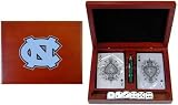 NCAA North Carolina Tarheels Playing Cards/Dice Gift Set - Cherry Finish