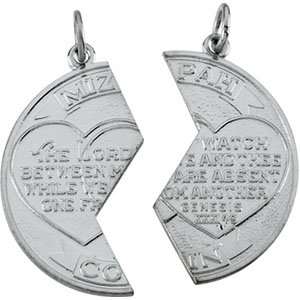 14K White Gold Mizpah Coin Pendant