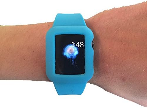 Apple Watch Protective Case 42mm Exact Fit Sport Band - Black Red White Pink Green Blue Brown (Sky Blue)