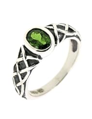Jewelry: Sterling Silver Oval Cut Genuine Chrome Diopside Celtic Knot Ring - SYZ Jewelry