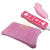 Silicone Skin Case for Wii Fit Balance Board (Pink) + Skin Case for Wii Remote Control / Controller & Nunchuk (Pink / Solid Pink)