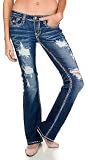 Machine Jeans Two Tone Stitch Destroyed Boot Cut Jean