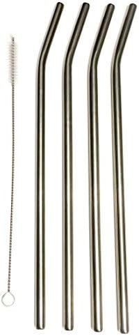 Stainless Steel Reusable Drinking Straws, set of 4, Free Koem cleaning brush included - Koem