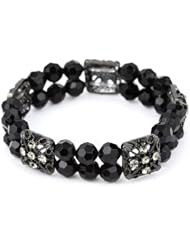 1928 Jewelry Stretch Double Beaded Black Crystal Bracelet