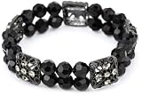 1928 Jewelry Stretch Double Beaded Black Diamond Bracelet