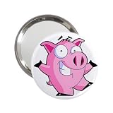 2.25 Inch Handbag Mirror of Pig Cartoon (Flying Pig, Picture of a Pig, Pig Drawing, Pig Eating, Pig Face, Cute, Fat, Funny, Little, Three Little Pigs)