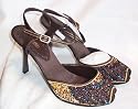 SPLASH Black Satin 50's Style Peek Toe Sequined Heel!