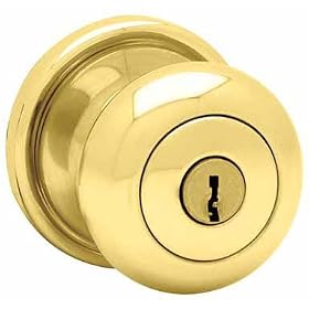 Click here to buy Kwikset Signatures Juno SmartKey Entry Knob in Polished Brass Finish #97402-542 by Kwikset.